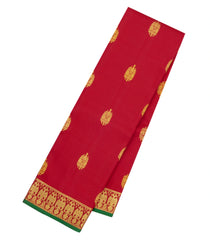 Red Handloom Kanchipuram Silk Saree With Buttas & Zari Border-KA16320
