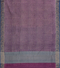 Lilac Printed Chanderi Cotton Saree With Zari Border-CC1525