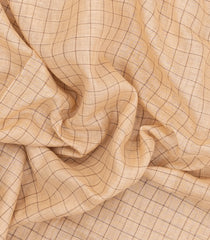 Taupe Woven Linen Saree With Checks-LI0727