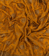 Mustard Woven Art Crushed Georgette Saree With Embroidered Floral Motifs-BL4966