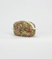 Light Green Cotton Bagru Printed Coin Pouch With Zipper-ACS1076