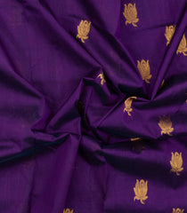 Dark Purple Handloom Silk Cotton Saree With Buttas & Contrast Border-SC4719