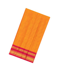 Mango Yellow Handloom Gadwal Silk Cotton Saree With Contrast Border-GA0194