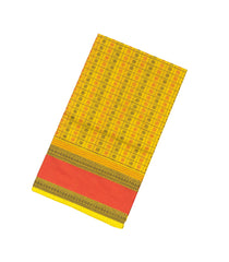 Lime Green Handloom Kanchi Cotton Saree With Checks-KC1470