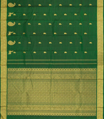 Green Handloom Kanchipuram Silk Saree With Zari Stripes-KA15300
