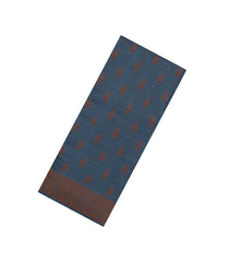 Navy Blue Woven Tussar Silk Saree With Floral Motifs-TU3149