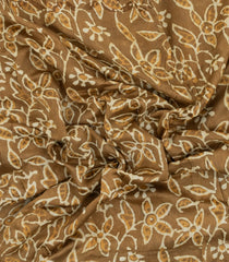 Sandal Handloom Chanderi Cotton Saree With Printed Motifs-CC1366