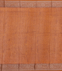 Rust Printed Chanderi Cotton Saree With Zari Border-CC1547
