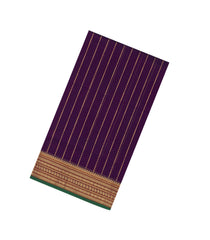 Dark Purple Handloom Silk Cotton Saree With Zari Stripes-SC4826