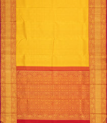 Yellow Handloom Korvai Kanchipuram Silk Saree With Floral Zari Motifs-KA15444