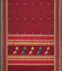 Crimson Handloom Kanchi Cotton Saree With Zari Buttas-KC1855