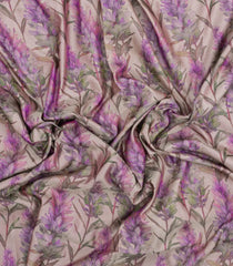 Taupe Handloom Banarasi Satin Silk Saree With Meena Floral Motifs-BE1834
