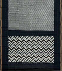 Black Printed Blended Chanderi Cotton Saree With Zari Border-BL5776
