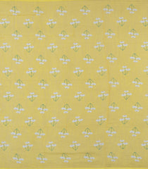 Yellow Printed Synthetic Linen Saree With Floral Motifs-SY0047