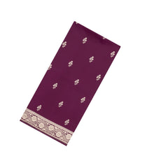 Burgundy Woven Blended Satin Saree With Floral Buttas-BL6003
