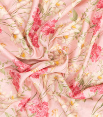 Baby Pink Handloom Kanchipuram Silk Saree With Printed Floral Motifs-PS0759