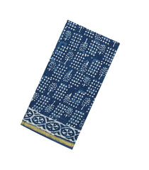 Indigo Woven Jaipur Cotton Saree With Printed Floral Motifs-JC1426