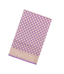 Lavender Handloon Banarasi Silk Saree With Floral Motifs-BE1888