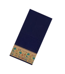 Navy Blue Woven Art Dupion Saree With Meena Floral Border-BL5896