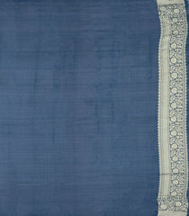 Navy Blue Woven Banarasi Khaddi Georgette Silk Saree With Floral Vine Motifs-BE1948
