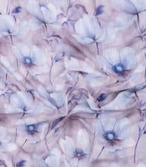 Light Peach Printed Synthetic Linen Saree With Floral Motifs-SY0212