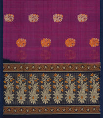 Magenta Handloom Village Cotton Saree With Buttas-VC1637