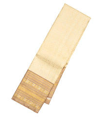 Cream Handloom Korvai Kanchipuram Silk Saree With Floral Jaal Motifs-KA13166