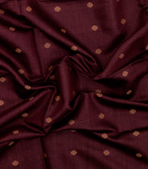 Dark Maroon Woven Tussar Silk Saree With Floral Motifs & Zari Border-TU3561