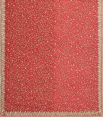 Red Woven Net Saree With Embroidered Floral Motifs-EN1876