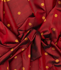 Maroon Handloom Kanchipuram Silk Saree With Floral Zari Buttas