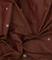 Brown Handloom Kanchi Cotton Saree With Annam Buttas-KC1684