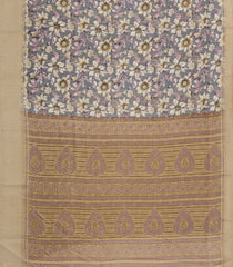 Grey Printed Synthetic Dola Silk Saree With Zari Border-BL5042