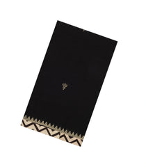 Black Woven Chirala Cotton Saree With Printed Border & Pallu-CR1359