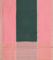 Dark Green Woven Blended Viscose Saree With Contrast Border-BL5588