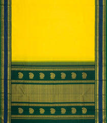 Lemon Yellow Handloom Korvai Kanchipuram Silk Saree With Teal Border-KA16342