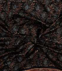 Black Printed Chanderi Cotton Saree With Zari Border-CC1650