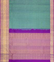 Green Handloom Kanchipuram Silk Saree With Zari Checks & Buttas-KA16308