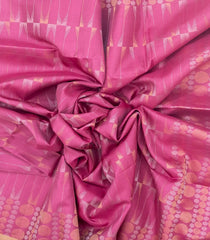 Baby Pink Handloom Soft Silk Saree With Geometric Jaal Motifs-SO4182