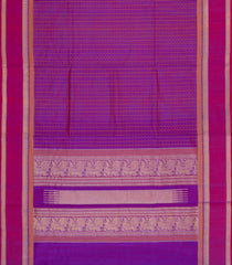 Purple Handloom Silk Cotton Saree With Checks-SC4344