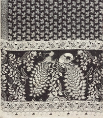 Black Printed Kalamkari Cotton Saree-KAL1264