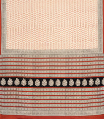 Cream Printed Jaipur Cotton Saree With Floral Motifs-JC1892