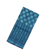 Indigo Handloom Tussar Silk Saree With Printed Tie & Dye Motifs & Contrast Pallu-TU2814