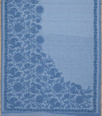 Steel Blue Woven Art Tussar Saree With Printed Floral Motifs-BL3955