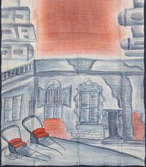 Peach Woven Tussar Silk Saree With Printed House Motifs-TU3225