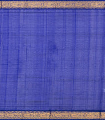 White & Blue Handloom Silk Cotton Saree With Checks & Zari Buttas-SC4625