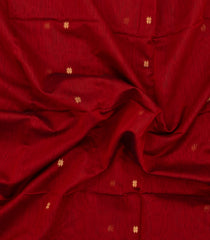 Red Handloom Maheswari Silk Cotton Saree With Buttas & Zari Border-SC4884