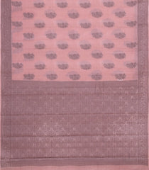 Light Peach Woven Tussar Silk Saree With Floral Buttas-TU3406