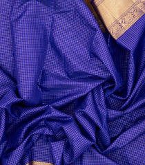 Blue Handloom Kanchipuram Silk Saree With Zari Checks -KA14431
