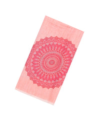 Peach Printed Synthetic Linen Saree With Floral Motifs-SY0164