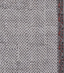 Dark Brown Printed Jaipur Cotton Saree With Floral Motifs-JC1461